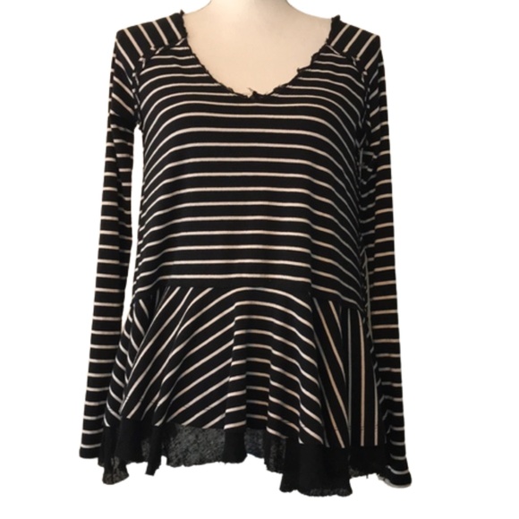 WE THE FREE tangerine stripe black white sweater by FREE PEOPLE - Picture 3 of 13